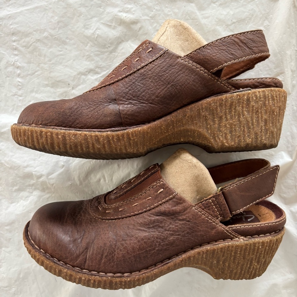 Clarks Artisan Trapelo Brown Leather Clog SZ 7 M NWOT only tried on - Picture 4 of 13